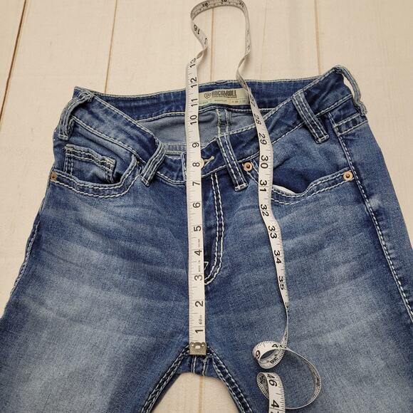 Rock & Roll denim bootcut mid rise cowgirl rodeo jeans leather - Picture 5 of 9